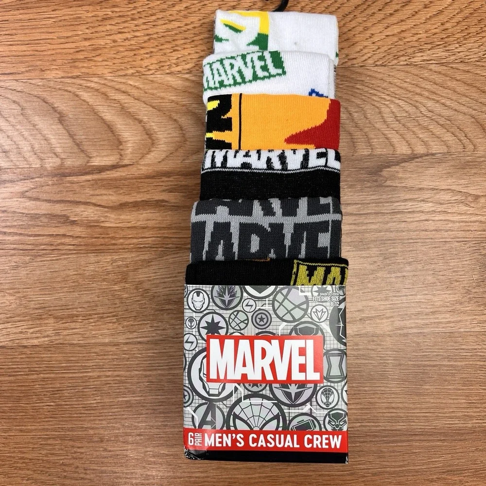 Marvel 6 Pack‎ Men's Casual Crew Socks Fits Shoe Size 8-12 NEW